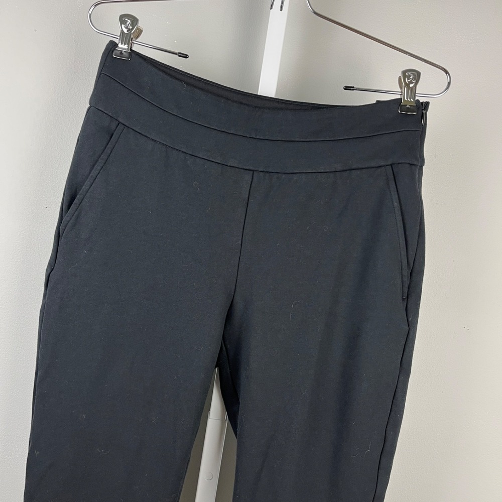 Cabi Black Banded Waist Crop Trouser Pants Womens 6 Ponte Knit 5866